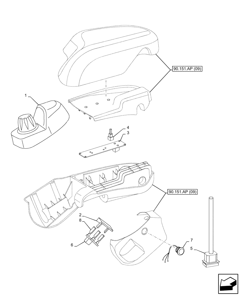 Схема запчастей Case IH MAXXUM 145 - (55.512.CS[07]) - VAR - 390021 - ARMREST, EDC, CONTROLS, W/ HEADLAND TURNING SYSTEM (55) - ELECTRICAL SYSTEMS