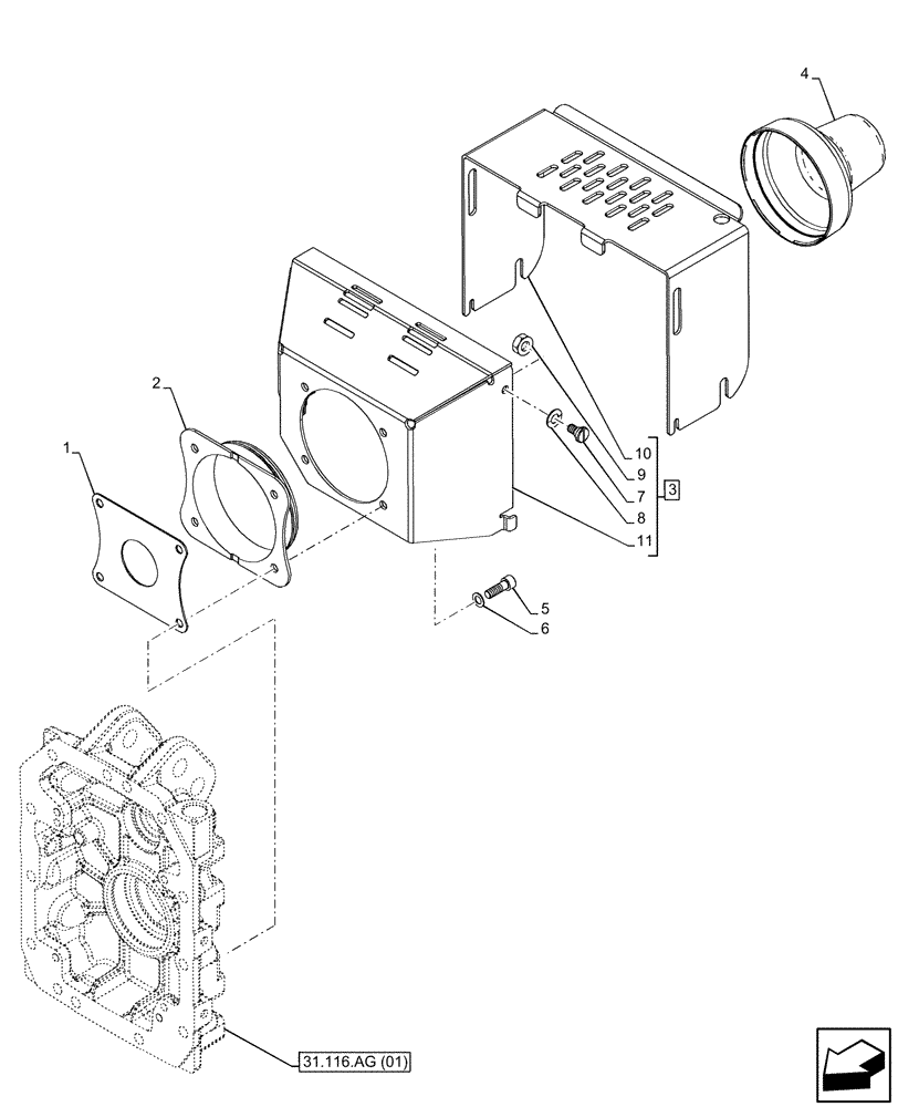 Схема запчастей Case IH MAXXUM 145 - (31.116.AF [01]) - VAR - 390894, 758465, 758466, 758467, 758468, 758476 - PTO SHAFT, COVER (31) - IMPLEMENT POWER TAKE OFF