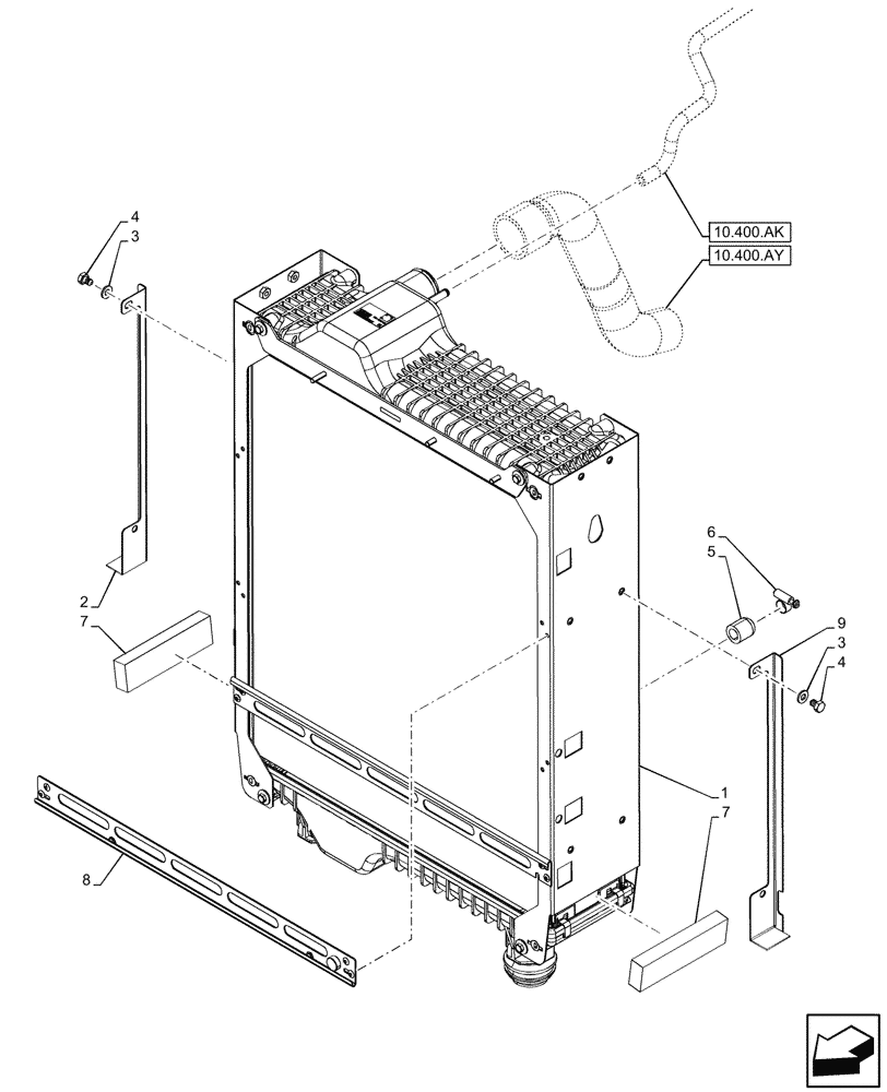 Схема запчастей Case IH MAXXUM 145 - (10.400.BE) - VAR - 390643, 758482 - RADIATOR (10) - ENGINE