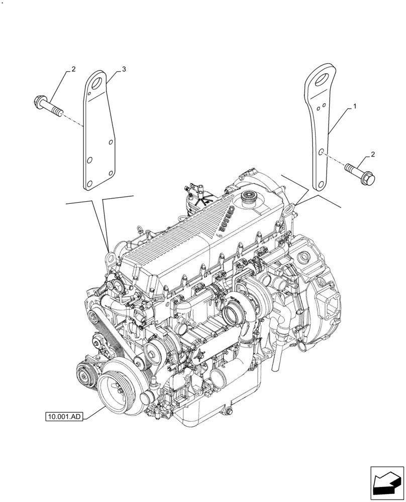 Схема запчастей Case IH F2CFE613A B006 - (10.001.AK[1]) - ENGINE, SUPPORT, MOUNT (10) - ENGINE