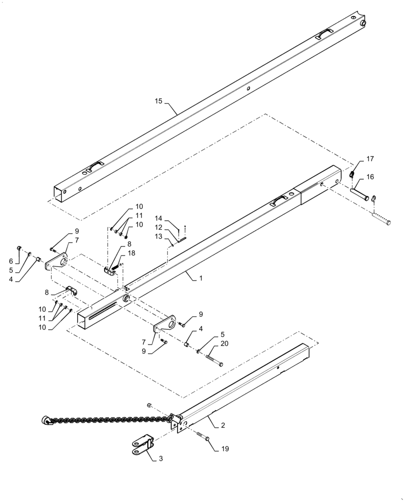 Схема запчастей Case IH 3162 - (58.130.10[06]) - TONGUE, HEADER TRANSPORT, 45FT, ASN - YCH020013 (58) - ATTACHMENTS/HEADERS