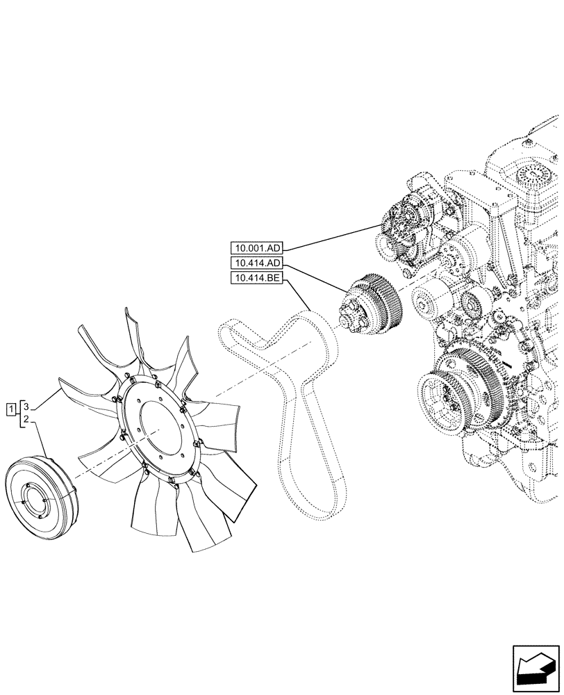 Схема запчастей Case IH MAXXUM 115 - (10.414.AC) - VAR - 392194, 758400 - ENGINE, FAN (10) - ENGINE