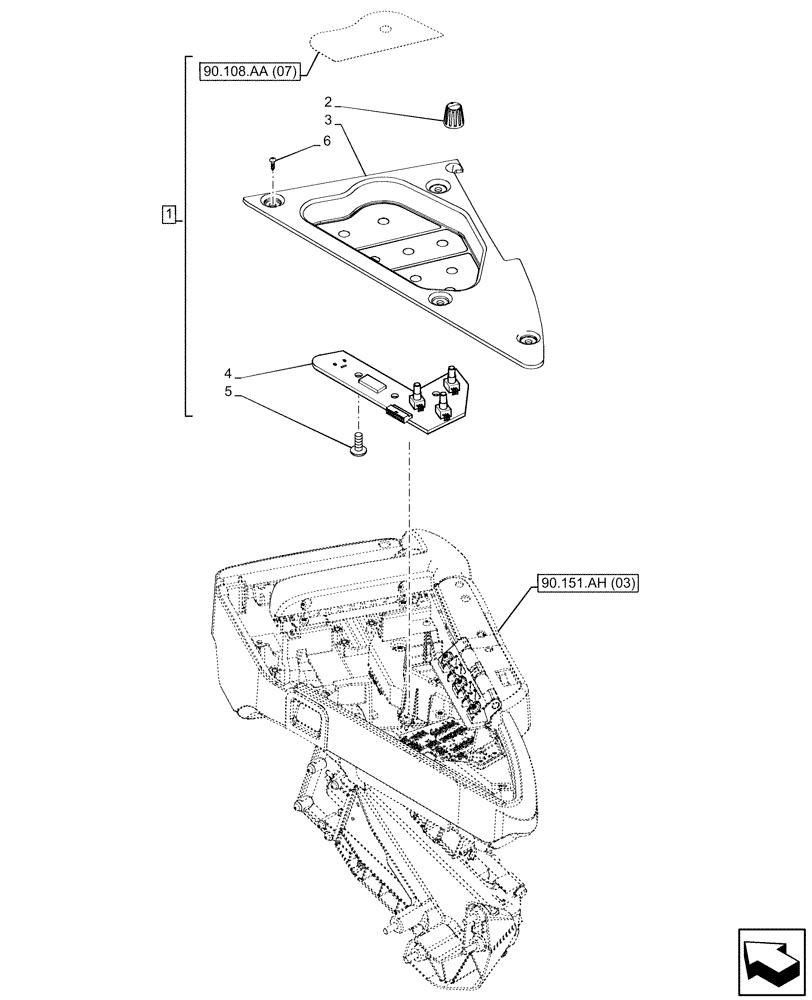 Схема запчастей Case IH MAXXUM 145 - (55.512.CS[05]) - VAR - 392021 - GARU ARMREST, ELECTRIC PANEL, REAR, EDC, CONTROLS (55) - ELECTRICAL SYSTEMS