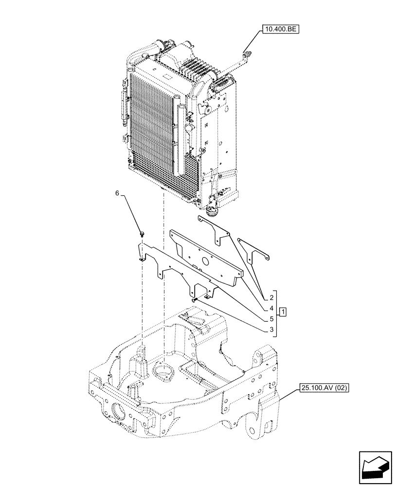 Схема запчастей Case IH MAXXUM 115 - (10.400.BF[06]) - VAR - 744965, 744966, 744968, 744969, 758422, 758423, 758427, 758428 - RADIATOR, BAFFLE (10) - ENGINE