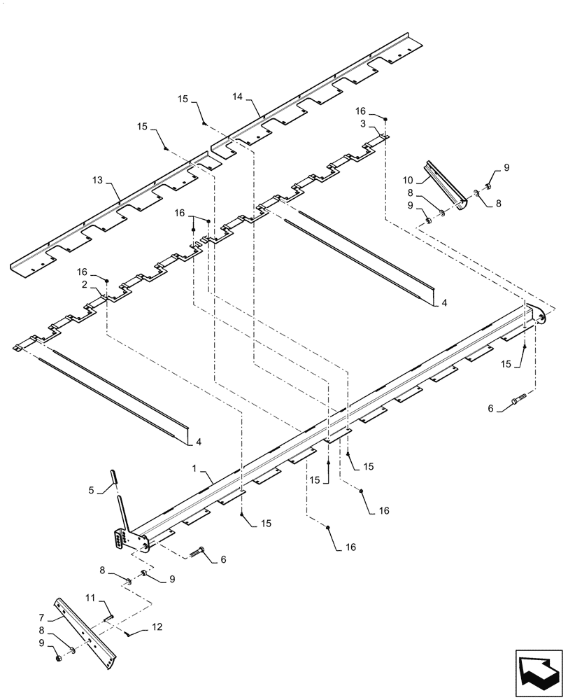 Схема запчастей Case IH 3016 - (58.130.03[02]) - TINE BAR, 12 FT (58) - ATTACHMENTS/HEADERS