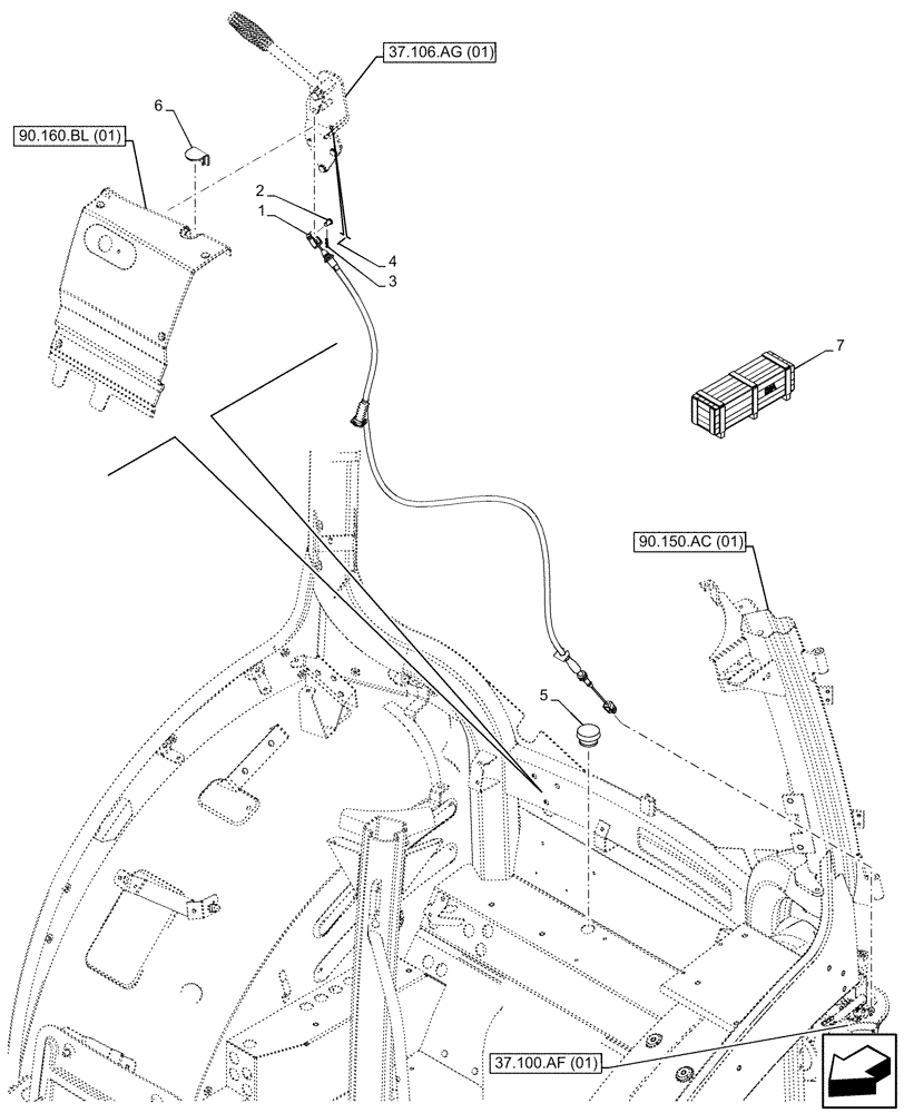 Схема запчастей Case IH MAXXUM 135 - (37.106.AE[01]) - AUTOMATIC HITCH, TIE-ROD (GERMANY) (37) - HITCHES, DRAWBARS & IMPLEMENT COUPLINGS