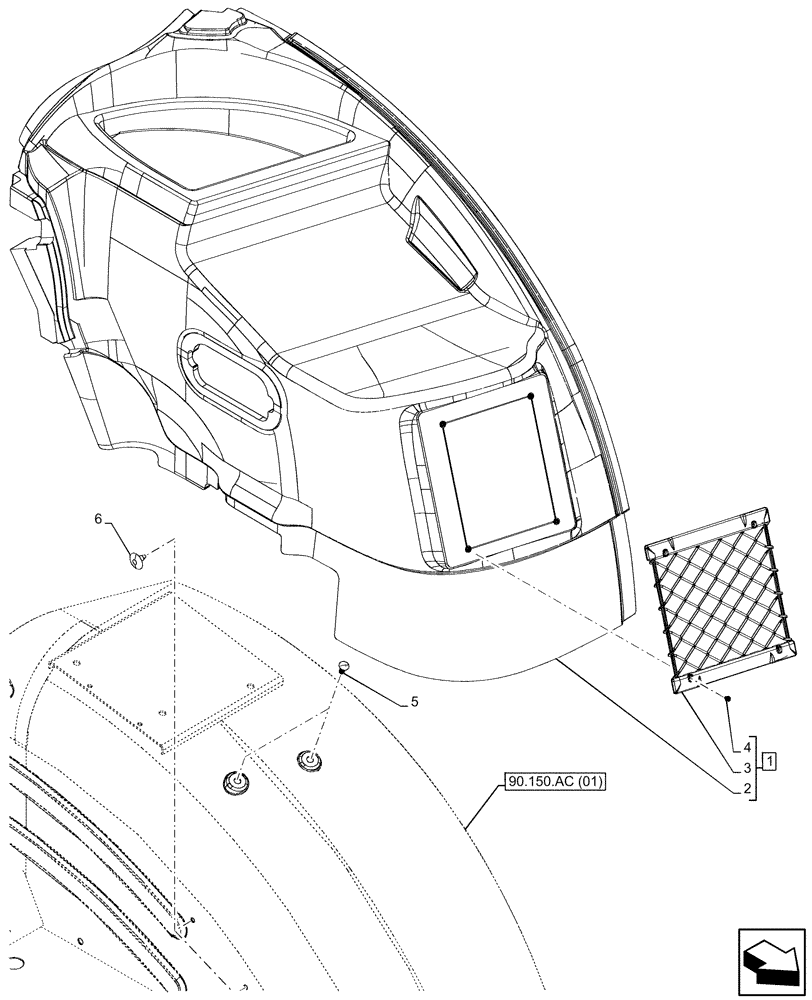 Схема запчастей Case IH MAXXUM 145 - (90.160.AM[01]) - VAR - 390905 - CAB INTERIOR TRIM, LH (90) - PLATFORM, CAB, BODYWORK AND DECALS