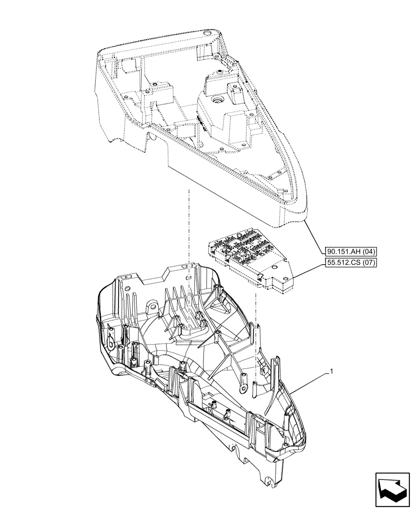 Схема запчастей Case IH MAXXUM 115 - (90.151.AP[04]) - VAR - 392021 - GARU ARMREST, HOUSING (90) - PLATFORM, CAB, BODYWORK AND DECALS