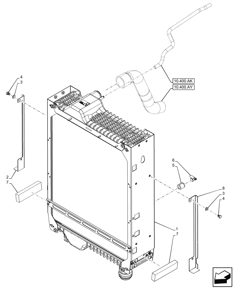 Схема запчастей Case IH MAXXUM 115 - (10.400.BE) - VAR - 392194, 392210, 758400, 758588 - RADIATOR (10) - ENGINE