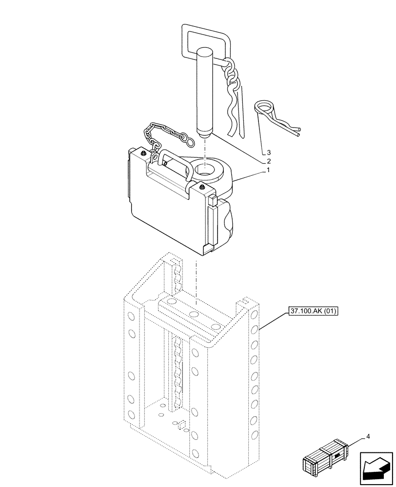 Схема запчастей Case IH MAXXUM 135 - (37.100.AF[07]) - VAR - 758463 - TRAILER HITCH (ITALY) (37) - HITCHES, DRAWBARS & IMPLEMENT COUPLINGS