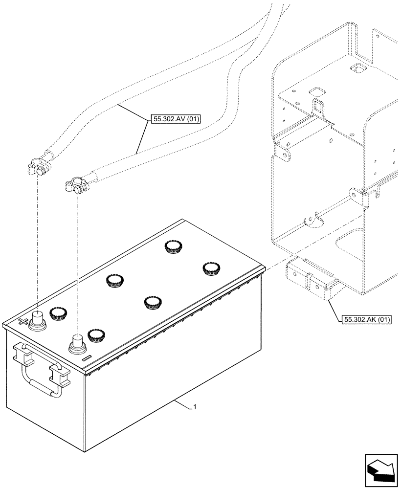 Схема запчастей Case IH MAXXUM 115 - (55.302.AG[02]) - VAR - 758407, 758409 - BATTERY (1300A) (55) - ELECTRICAL SYSTEMS