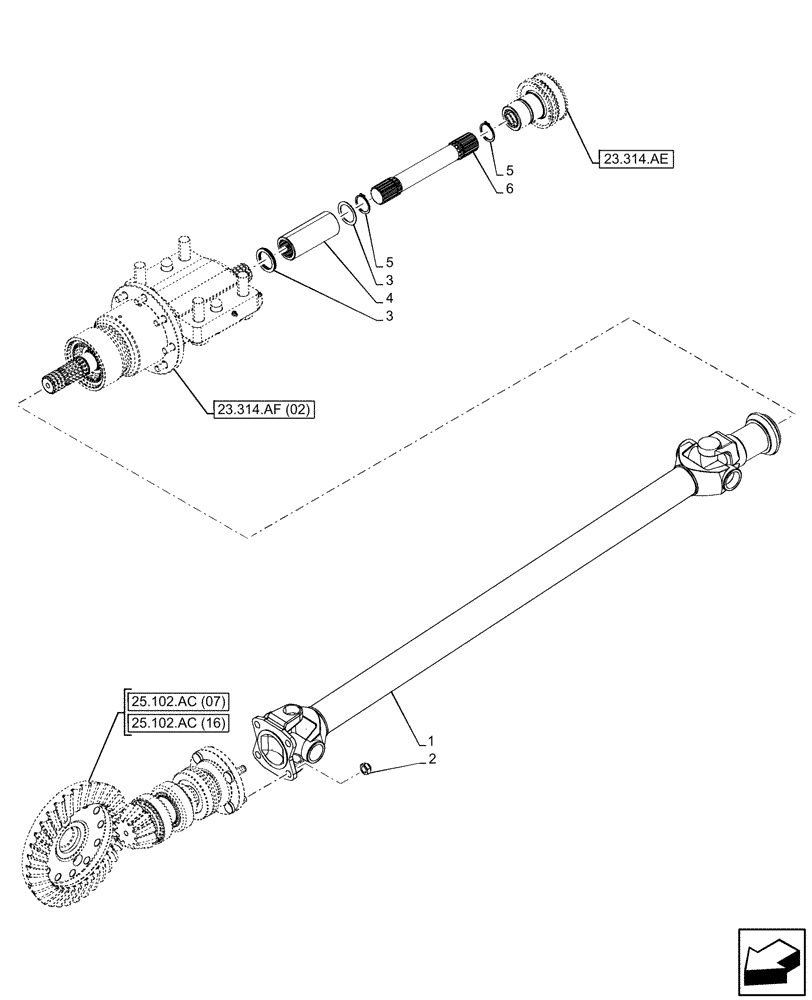 Схема запчастей Case IH MAXXUM 150 - (23.314.AG[01]) - VAR - 758422, 758423, 758427, 758428 - DRIVE SHAFT, UNIVERSAL JOINT (23) - FOUR WHEEL DRIVE SYSTEM