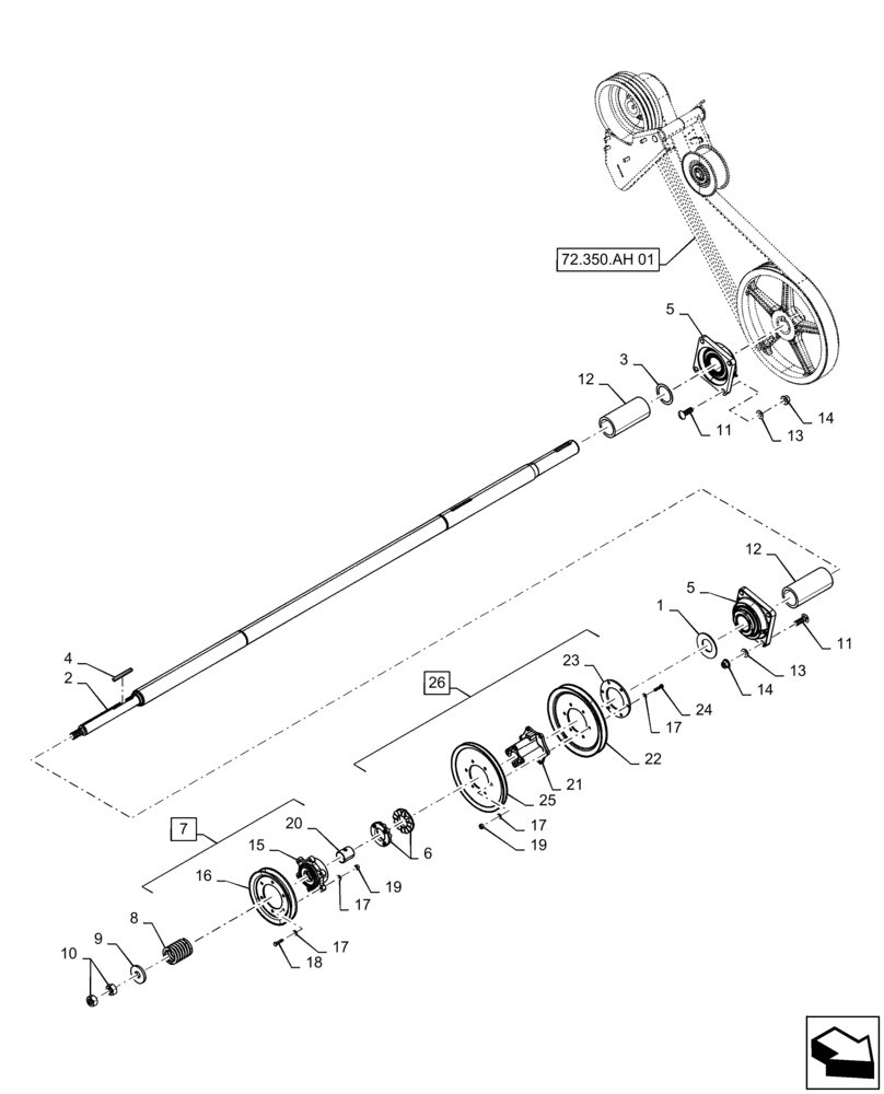 Схема запчастей Case IH 9230 - (72.350.AI[01]) - VAR - 722759 - DRIVE SHAFT, BEATER, BSN YDG218540 (72) - SEPARATION