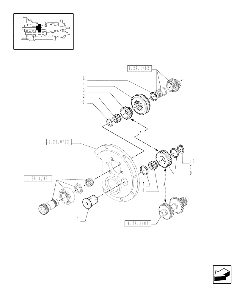 Схема запчастей Case IH MAXXUM 100 - (1.27.5/02) - TRANSMISSION 16X16 AND 17X16 - REVERSER GEARS (STD + VAR.330283) (03) - TRANSMISSION