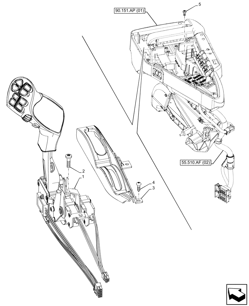 Схема запчастей Case IH MAXXUM 135 - (55.512.BL) - VAR - 390686, 758547, 758548, 758560 - JOYSTICK, MULTIFUNCTION SWITCH (55) - ELECTRICAL SYSTEMS