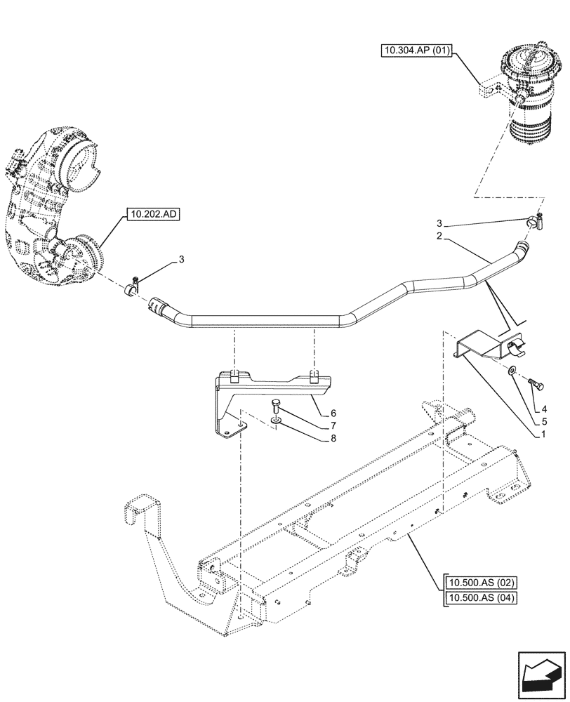 Схема запчастей Case IH MAXXUM 145 - (10.304.AP[02]) - VAR - 392194, 392210, 758400, 758588 - BLOW-OFF SYSTEM (10) - ENGINE