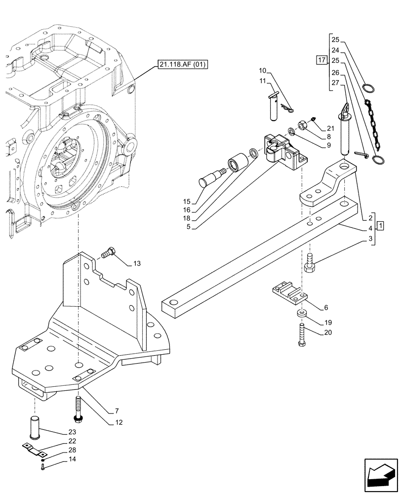 Схема запчастей Case IH MAXXUM 115 - (37.100.AA[02]) - VAR - 758468 - INDIPENDENT DRAWBAR, ROLLER (37) - HITCHES, DRAWBARS & IMPLEMENT COUPLINGS