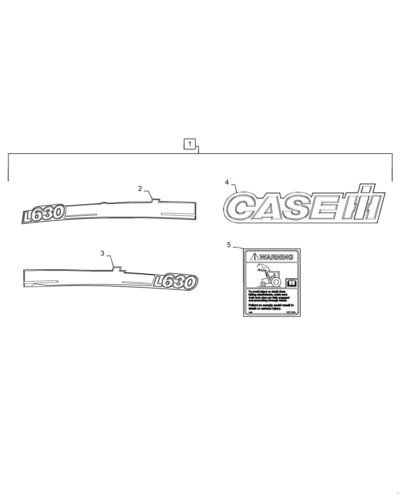 Схема запчастей Case IH L630 - (90.108.06) - DECALS (90) - PLATFORM, CAB, BODYWORK AND DECALS