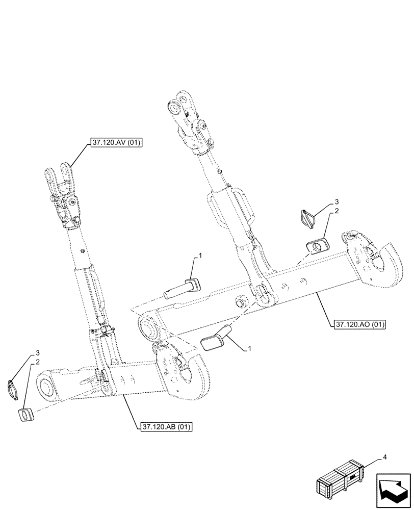 Схема запчастей Case IH MAXXUM 150 - (37.120.AV[05]) - VAR - 758451, 758452, 758453, 758454 - 3 POINT HITCH, REAR, LIFT ARM, ATTACHMENT PIN (37) - HITCHES, DRAWBARS & IMPLEMENT COUPLINGS