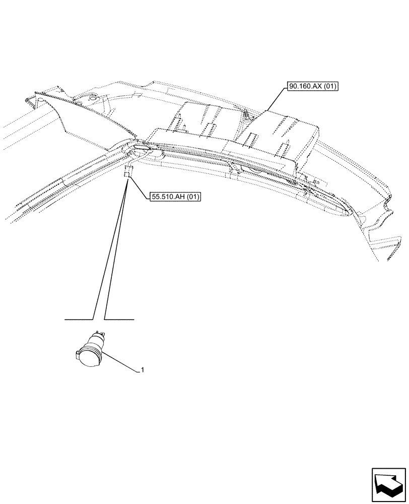 Схема запчастей Case IH MAXXUM 150 - (55.512.AD[01]) - VAR - 390825, 397125, 743710, 758349, 758350, 758623 - CIGARETTE LIGHTER (55) - ELECTRICAL SYSTEMS