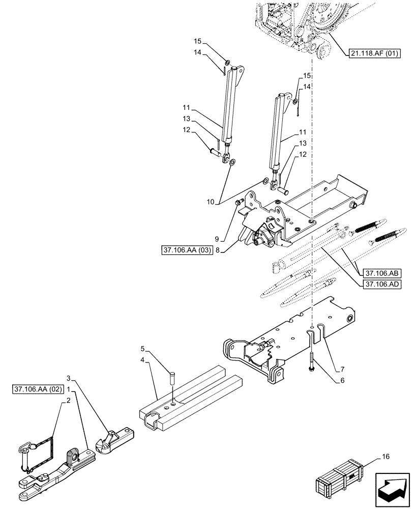 Схема запчастей Case IH MAXXUM 115 - (37.106.AA[01]) - VAR - 758465 - AUTOMATIC HITCH, TOW HOOK, HYDRAULIC (37) - HITCHES, DRAWBARS & IMPLEMENT COUPLINGS