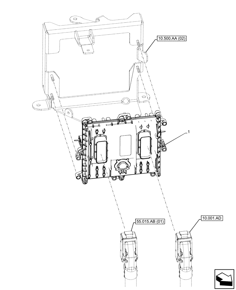 Схема запчастей Case IH MAXXUM 115 - (55.015.AA) - VAR - 392194, 758400, 758588 - ENGINE, ELECTRONIC CONTROL UNIT (55) - ELECTRICAL SYSTEMS