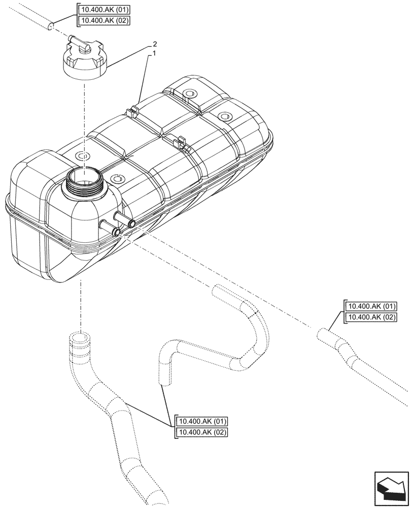 Схема запчастей Case IH MAXXUM 115 - (10.400.BH) - VAR - 392194, 392210, 758400, 758588 - EXPANSION TANK (10) - ENGINE