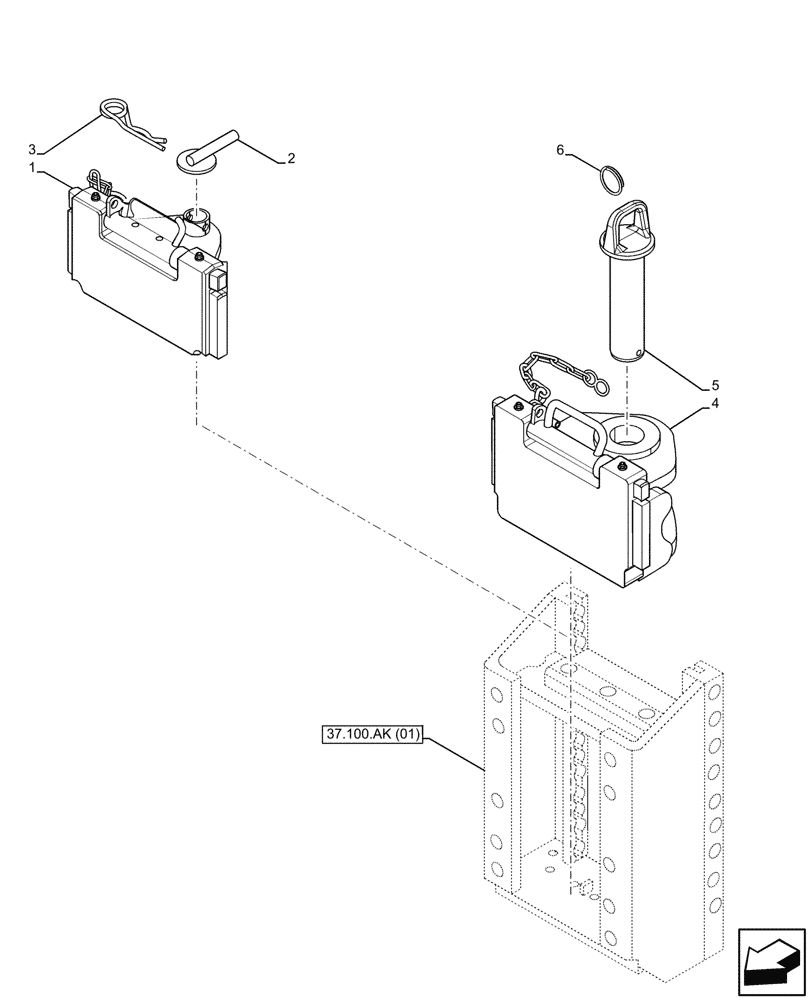 Схема запчастей Case IH MAXXUM 135 - (37.100.AF[08]) - VAR - 758464 - TRAILER HITCH (ITALY) (37) - HITCHES, DRAWBARS & IMPLEMENT COUPLINGS