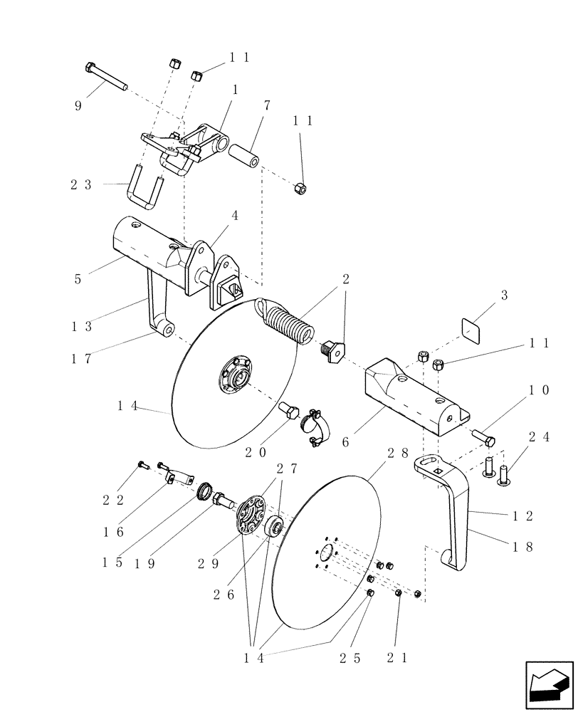 Схема запчастей Case IH ATX - (10-42) - DISC LEVELERS (09) - CHASSIS/ATTACHMENTS