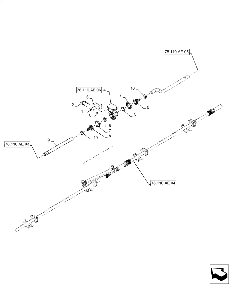 Схема запчастей Case IH PATRIOT 3240 - (78.110.AL[04]) - 90 AND 100, RH INNER PLUMBING (78) - SPRAYING