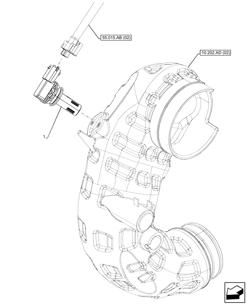 Схема запчастей Case IH MAXXUM 150 - (55.988.AA[02]) - VAR - 392194, 758400 - AIR CLEANER, SENSOR (55) - ELECTRICAL SYSTEMS