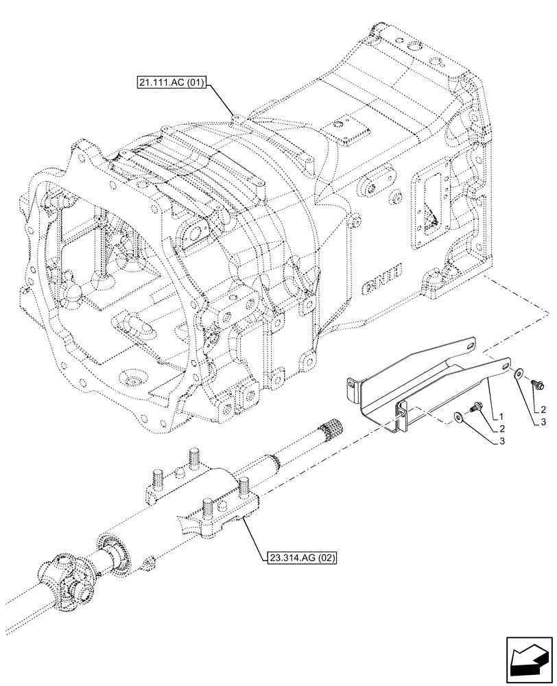 Схема запчастей Case IH MAXXUM 145 - (23.314.AF[05]) - VAR - 758422, 758423, 758427, 758428 - DRIVE SHAFT, SUSPENDED FRONT AXLE, REAR COVER (23) - FOUR WHEEL DRIVE SYSTEM