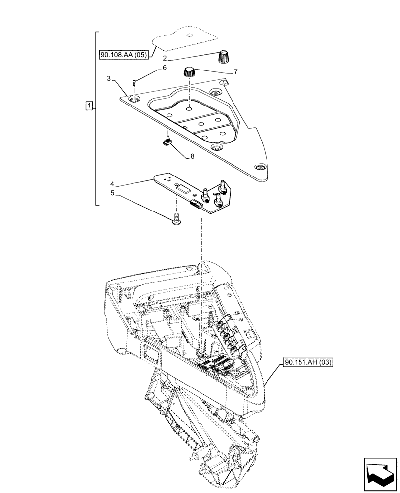 Схема запчастей Case IH MAXXUM 145 - (55.512.CS[03]) - VAR - 392205 - GARU ARMREST, ELECTRIC PANEL, REAR EDC, CONTROLS, W/ SLIP CONTROL, W/ ELECTROHYDRAULIC REMOTES (55) - ELECTRICAL SYSTEMS