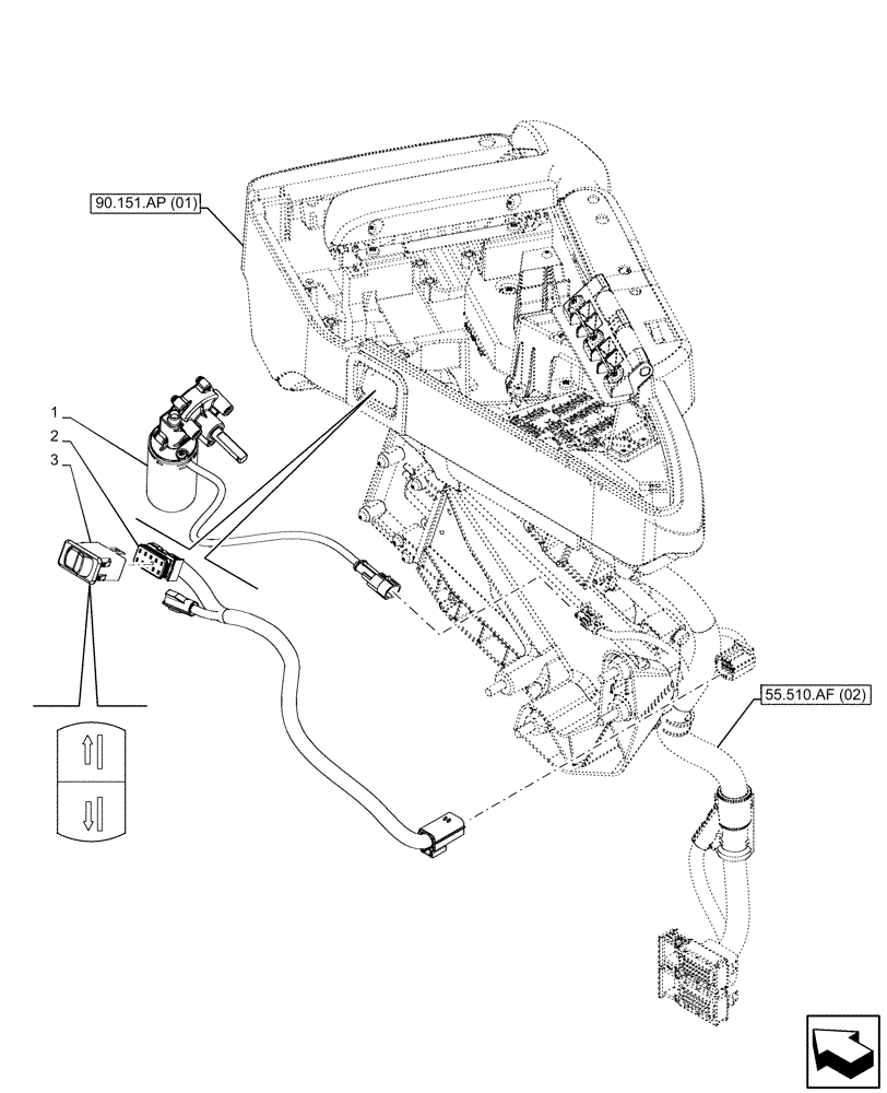 Схема запчастей Case IH MAXXUM 135 - (55.512.CS[08]) - VAR - 390445, 758571 - GARU ARMREST, ELECTRIC SYSTEM CONTROL, SWITCH (55) - ELECTRICAL SYSTEMS