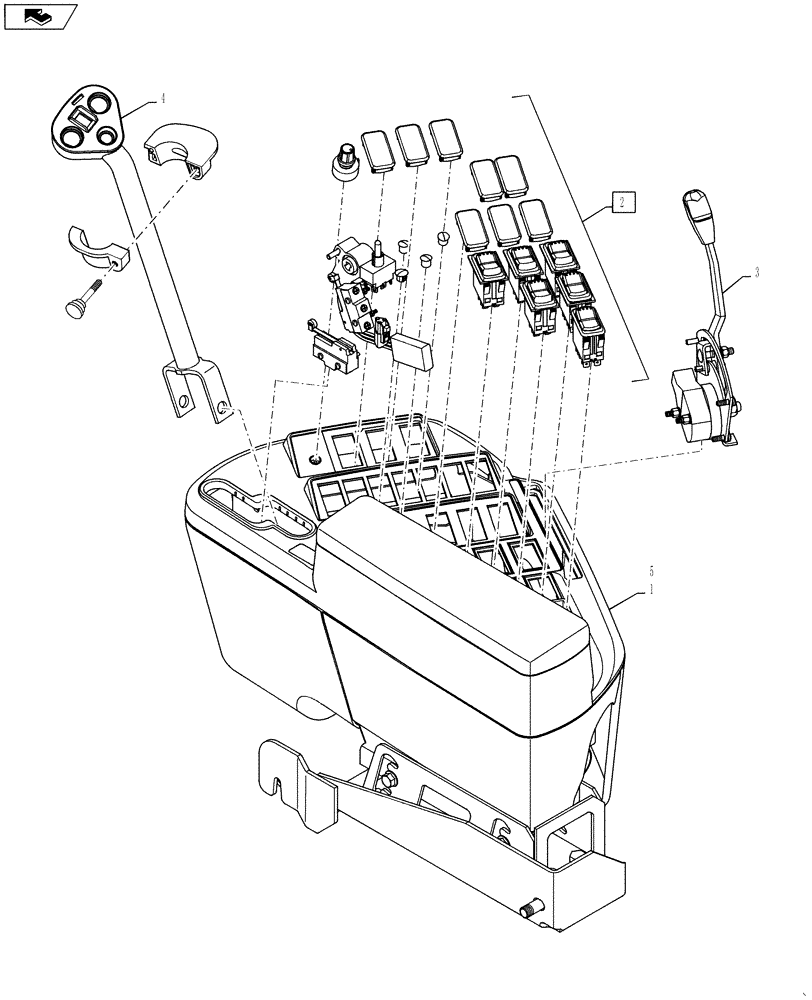 Схема запчастей Case IH 4420 - (01-030) - PACKAGE, RH CONSOLE, BEGIN MODEL YEAR 2010 Cab Interior