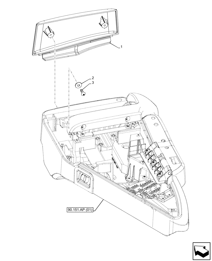 Схема запчастей Case IH MAXXUM 115 - (90.151.AH[02]) - VAR - 390686 - GARU ARMREST, COVER (90) - PLATFORM, CAB, BODYWORK AND DECALS