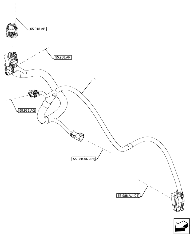 Схема запчастей Case IH MAXXUM 115 - (55.988.AD[01]) - VAR - 392194, 758400 - DEF/ADBLUE™, HARNESS (55) - ELECTRICAL SYSTEMS