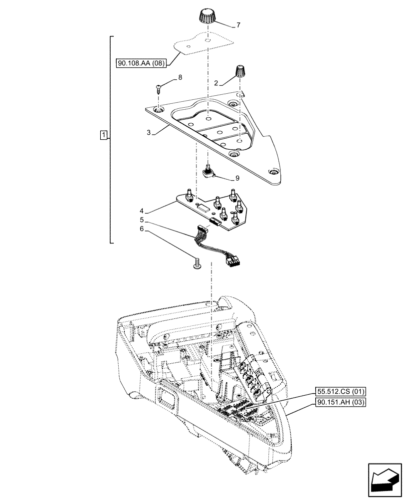 Схема запчастей Case IH MAXXUM 115 - (55.512.CS[06]) - VAR - 392021 - GARU ARMREST, ELECTRIC PANEL, EDC, CONTROLS, W/ SLIP CONTROL, W/ ELECTROHYDRAULIC REMOTES (55) - ELECTRICAL SYSTEMS