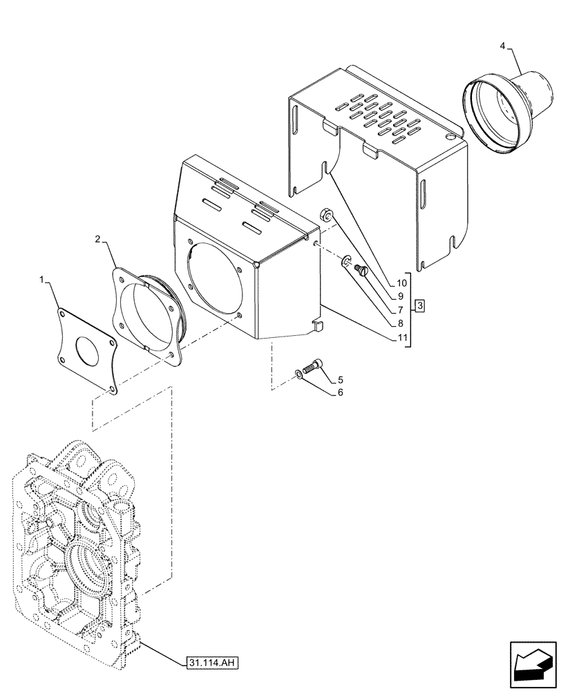 Схема запчастей Case IH MAXXUM 150 - (31.114.AF[01]) - VAR - 390894, 758465, 758466, 758467, 758468, 758476 - PTO SHAFT, COVER (31) - IMPLEMENT POWER TAKE OFF