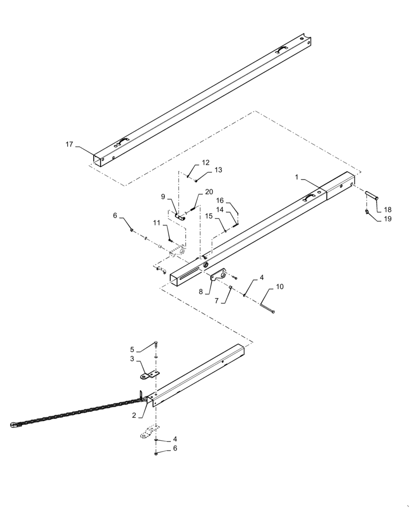 Схема запчастей Case IH 3162 - (58.130.10[05]) - TONGUE, HEADER TRANSPORT, 45FT, BSN - YCH020013 (58) - ATTACHMENTS/HEADERS