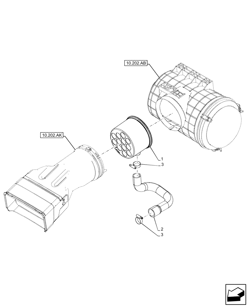 Схема запчастей Case IH MAXXUM 135 - (10.202.AM) - VAR - 392194, 392210, 758400, 758588 - AIR CLEANER, SUPPORT (10) - ENGINE