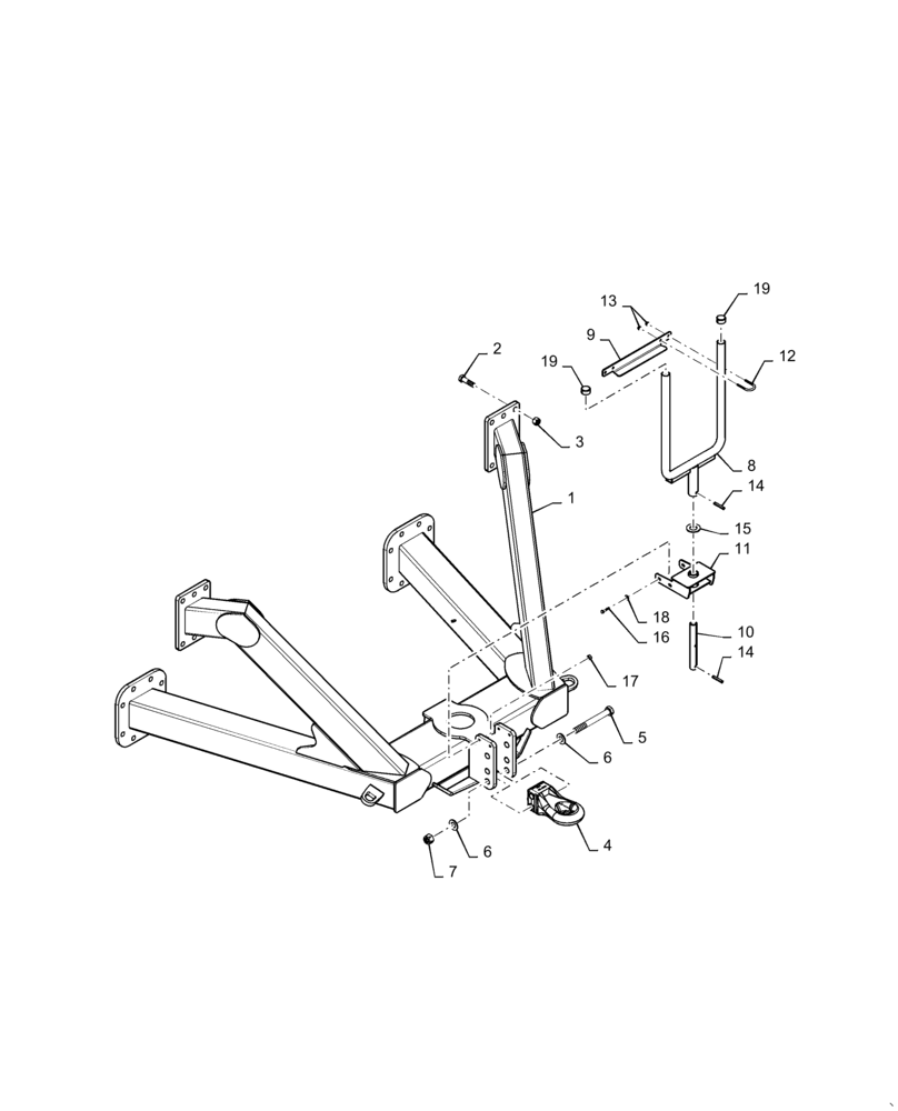 Схема запчастей Case IH 3445 - (37.162.AA[01]) - FRONT HITCH TOW BEHIND 2355/3445/4465 (37) - HITCHES, DRAWBARS & IMPLEMENT COUPLINGS