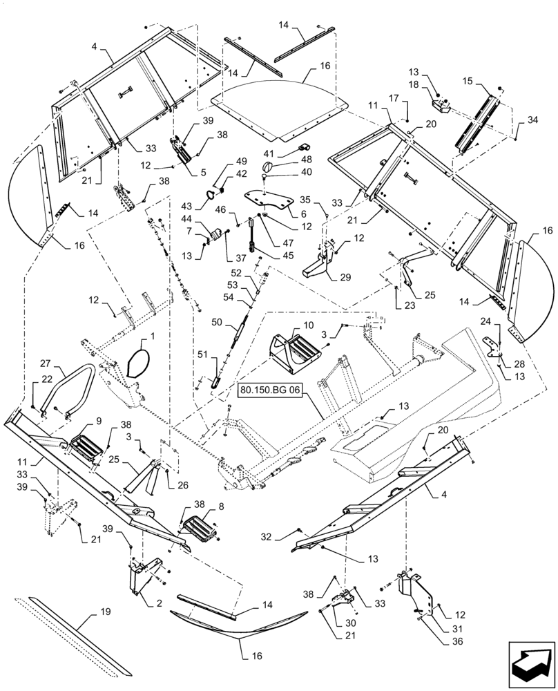 Схема запчастей Case IH 7230 - (80.150.BG[05]) - VAR - 425367076, 425367086, 425369086, 425369096 - GRAIN BIN EXTENSION (80) - CROP STORAGE/UNLOADING