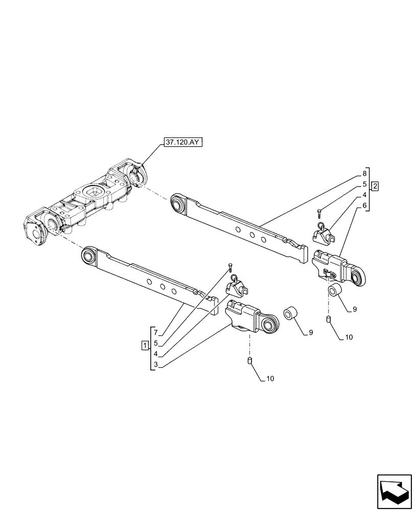 Схема запчастей Case IH MAXXUM 150 - (37.120.AO[06]) - VAR - 758452 - 3 POINT HITCH, REAR, LOWER LINK (37) - HITCHES, DRAWBARS & IMPLEMENT COUPLINGS