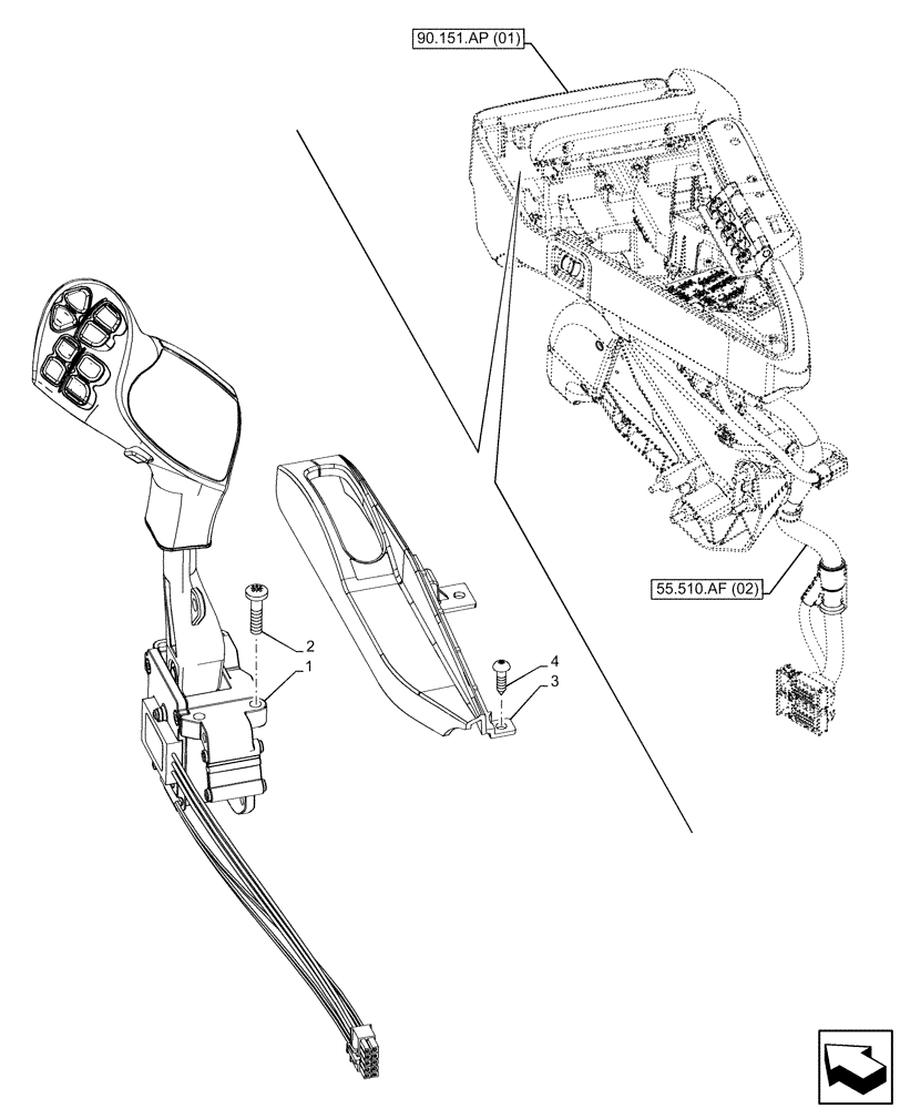 Схема запчастей Case IH MAXXUM 145 - (55.512.BL) - VAR - 390686, 758547, 758548, 758560 - JOYSTICK, MULTIFUNCTION SWITCH (55) - ELECTRICAL SYSTEMS