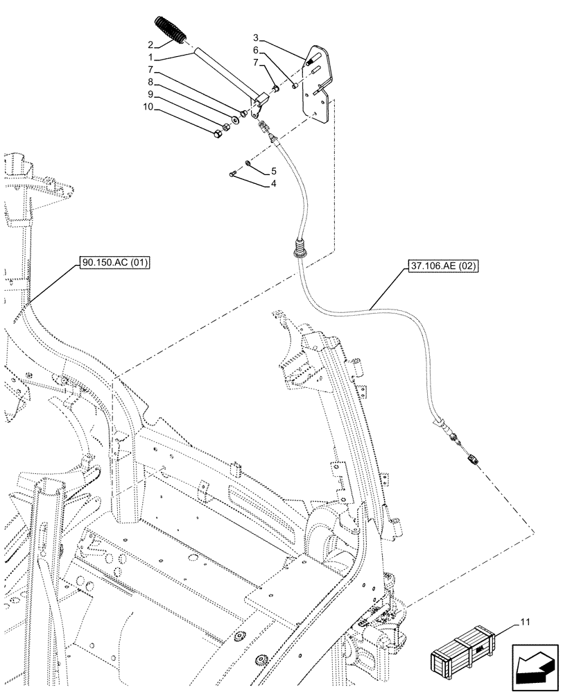 Схема запчастей Case IH MAXXUM 115 - (37.106.AG [02]) - VAR - 758465, 758476 - AUTOMATIC HITCH, TIE-ROD, HANDLE (37) - HITCHES, DRAWBARS & IMPLEMENT COUPLINGS