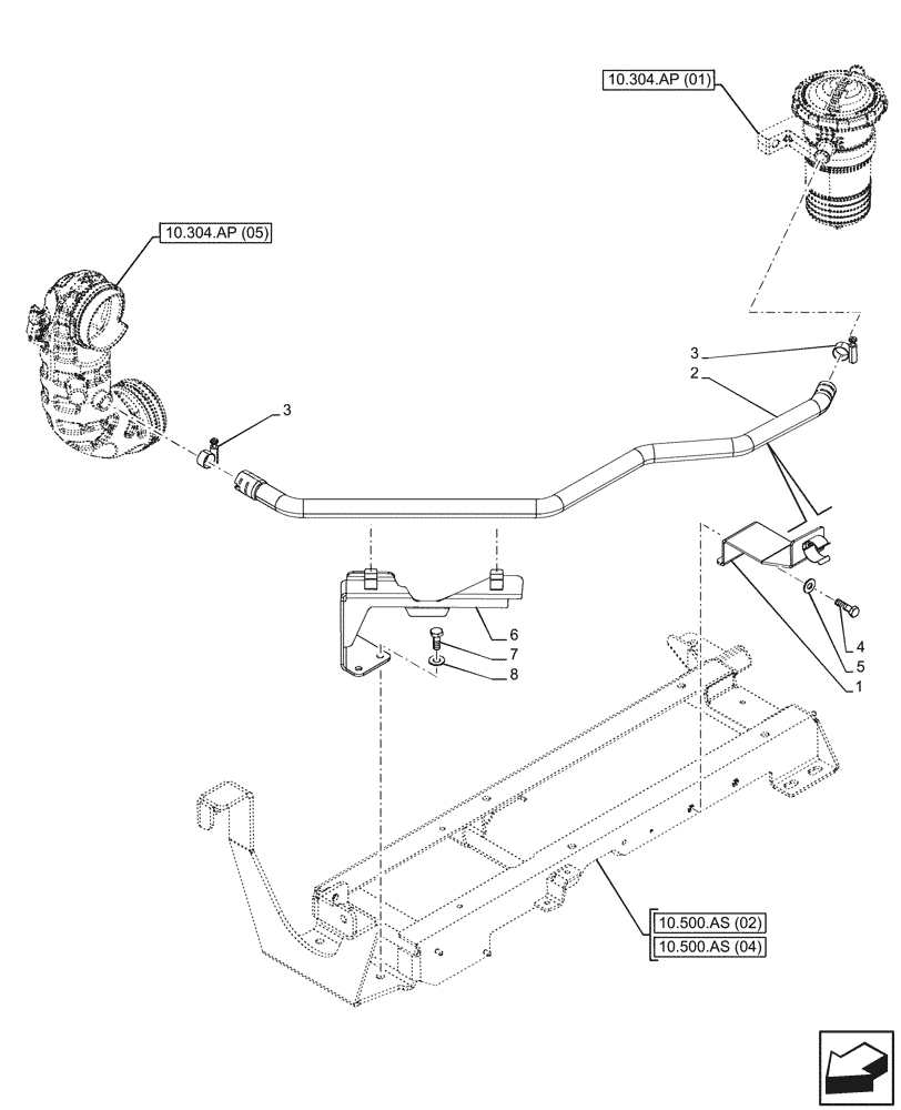 Схема запчастей Case IH MAXXUM 150 - (10.304.AP[05]) - VAR - 392194, 758400 - BLOW-OFF SYSTEM (10) - ENGINE