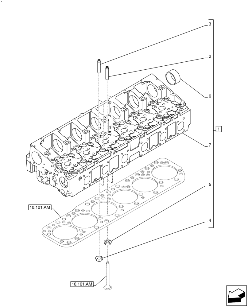 Схема запчастей Case IH F2CFE613A B006 - (10.101.AA) - CYLINDER HEAD (10) - ENGINE