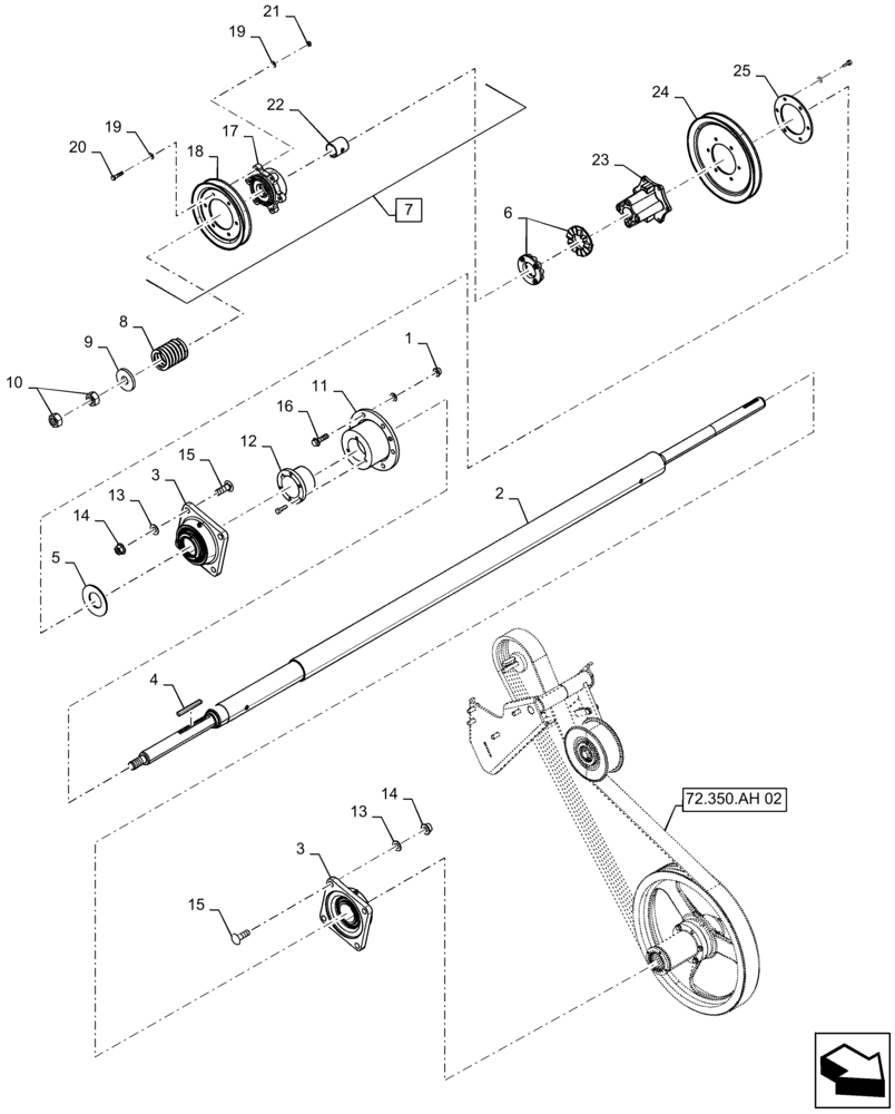 Схема запчастей Case IH 7230 - (72.350.AI[02]) - VAR - 722759 - DRIVE SHAFT, BEATER, ASN YDG218540 (72) - SEPARATION