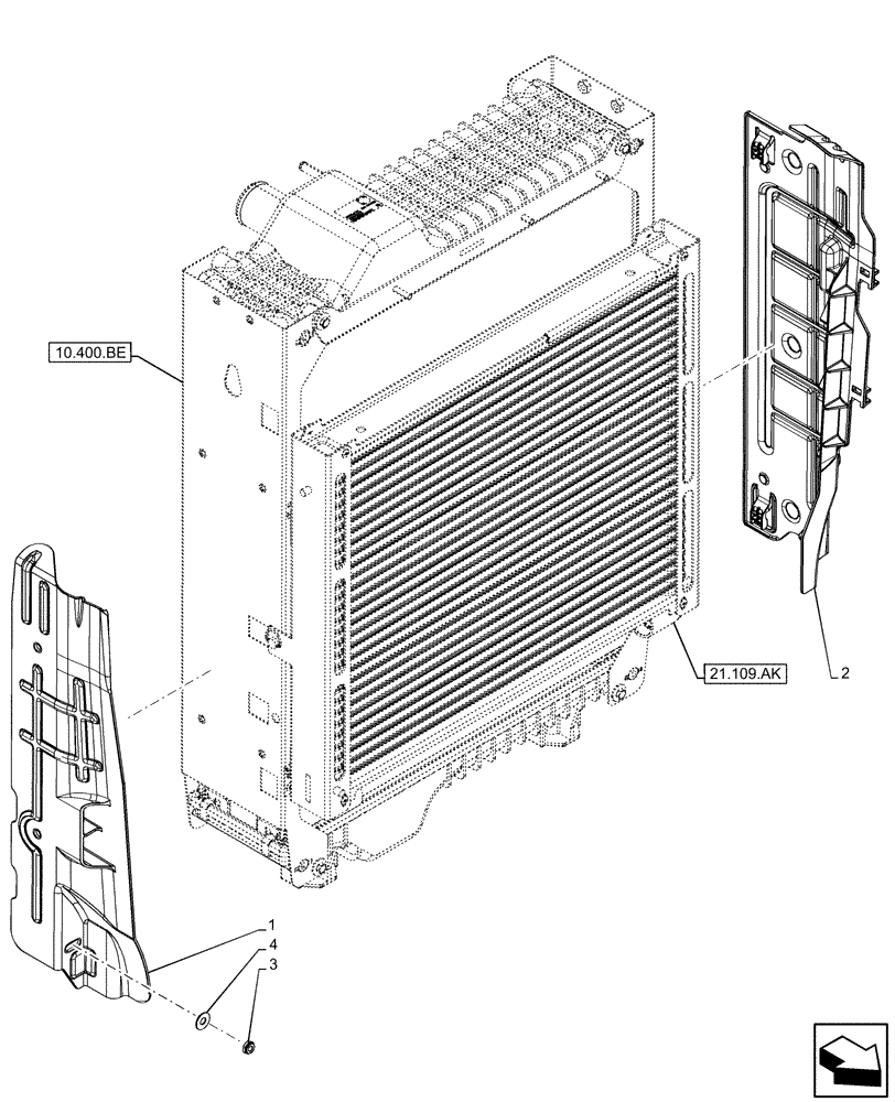 Схема запчастей Case IH MAXXUM 150 - (10.400.BF[04]) - VAR - 392194, 392210, 758400, 758588 - RADIATOR FAN SHROUD (10) - ENGINE